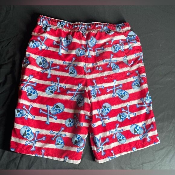 Skull & Crossbones Wonder Nation Swim Board Shorts Swim Suit Unisex Kids X-Large - Picture 2 of 3